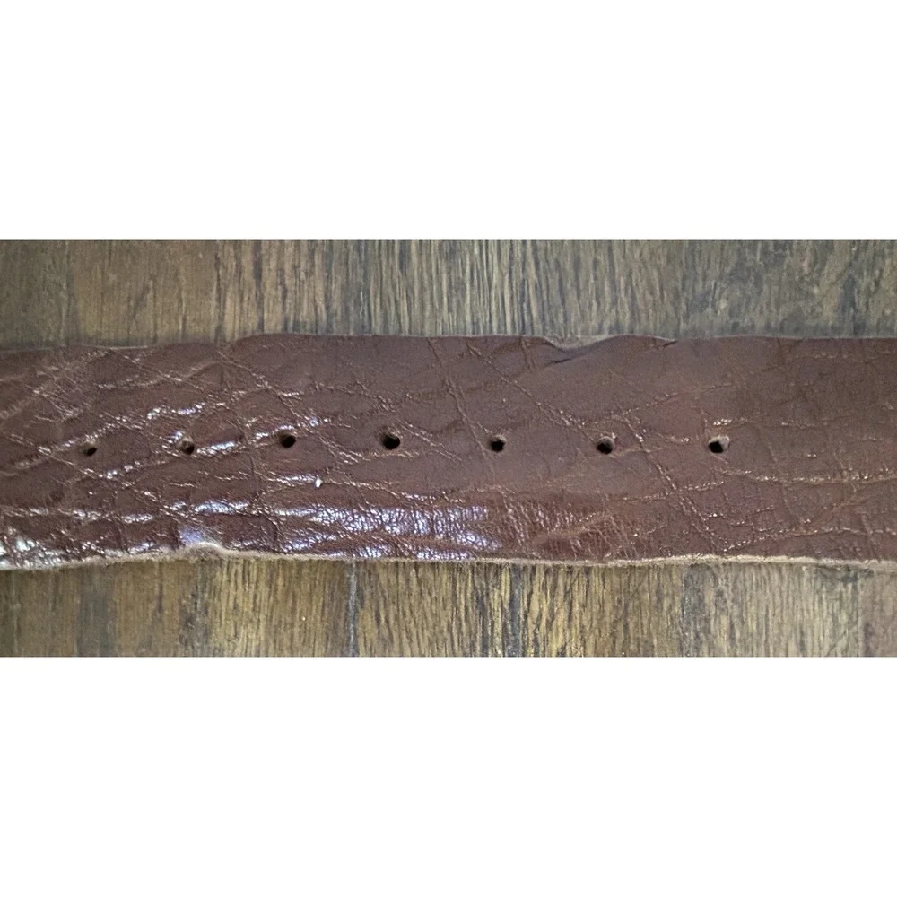 We The Free People Brown Leather Wide Belt & Chunky Gold Belt Buckle 35